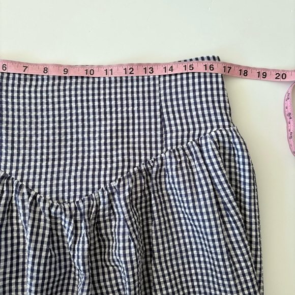 Anthropologie || Hutch Gingham Midi Skirt Smocked Back Blue White XL - Picture 9 of 11